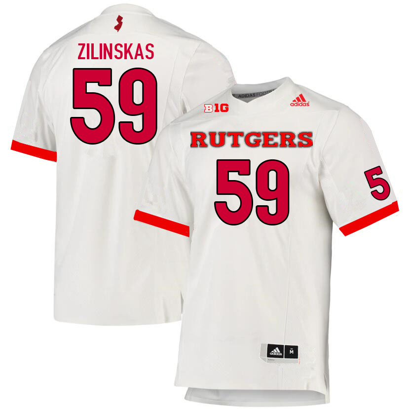 Men #59 Gus Zilinskas Rutgers Scarlet Knights College Football Jerseys Sale-White - Click Image to Close